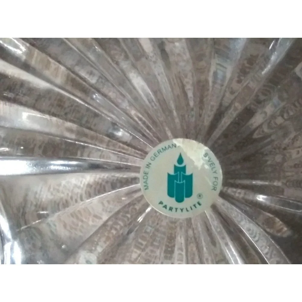 Partylite Candle holder Sun-burst Lead Crystal Made in Germany clear glass 9.5